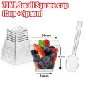 Exquisite Mini Dessert Cups with Spoons Square Dessert Cups with Tasting Spoons Mini Parfait Cups Appetizer Plastic Dessert Cup.