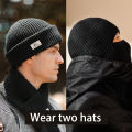 2In1 Winter Balaclava Beanie Hat Knitted Full Face Mask Warm Ski Cycling Cap Men Women Outdoor Sports Earmuffs Hat.