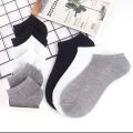 pack of 5 pairs cotton ankle socks solid colour black white grey. 