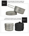 APG Ultralight Titanium Pan Outdoor Camping Titanium Bowl Set Folding Handle Cookware. 