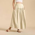 Women's high-waisted skirt simple loose skirts patchwork long skirt casual fashion solid color skirt with pocket faldas. 