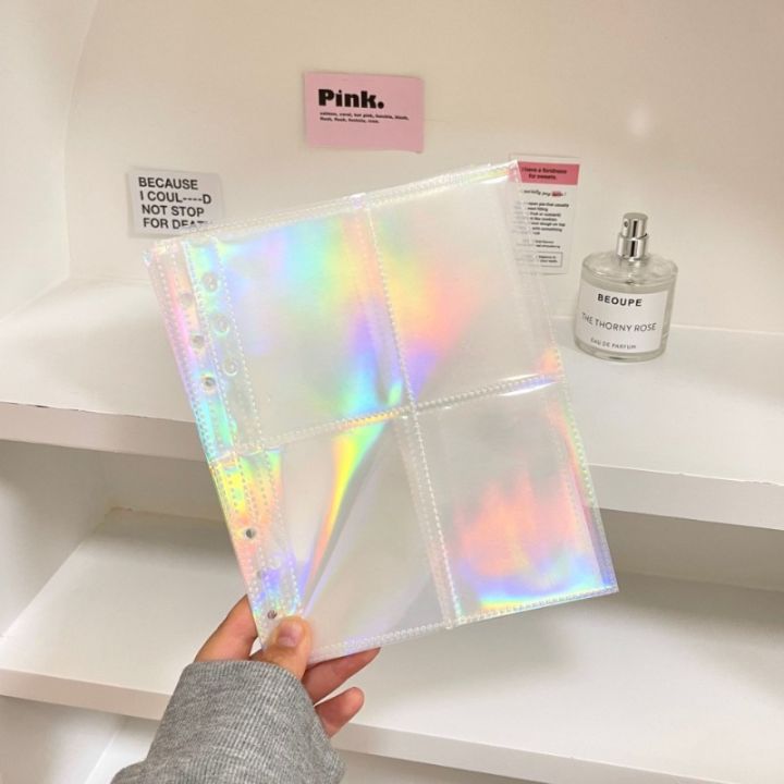 10PCS%20A5%20Laser%20Rainbow%20Star%20Binder%20Sleeves%201/2/4Pockets%20Transparent%20Inside%20Page%20of%20Album%206%20Ring%20Refill%20Inner%20Page%20Photocard%20Kpop%20-%20Image%205
