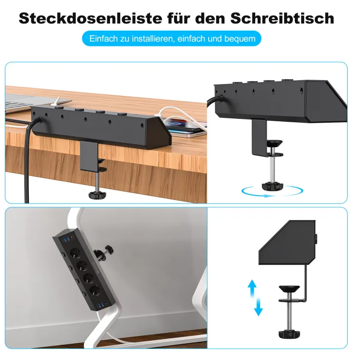 EU Desktop bulit in Power Socket with 4 AC Outlets and 4 USB A 2 USB C ...