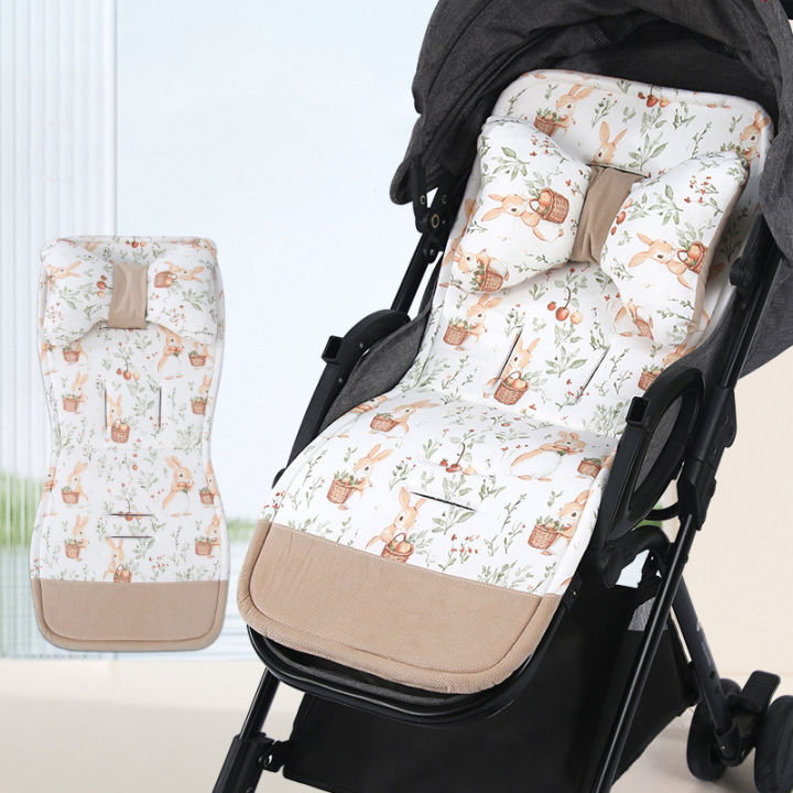 Baby Stroller Cushion Soft and Comfortable Double-side Cotton Cushion Cute Cartoon Rabbit Infant Cushion With Pillow