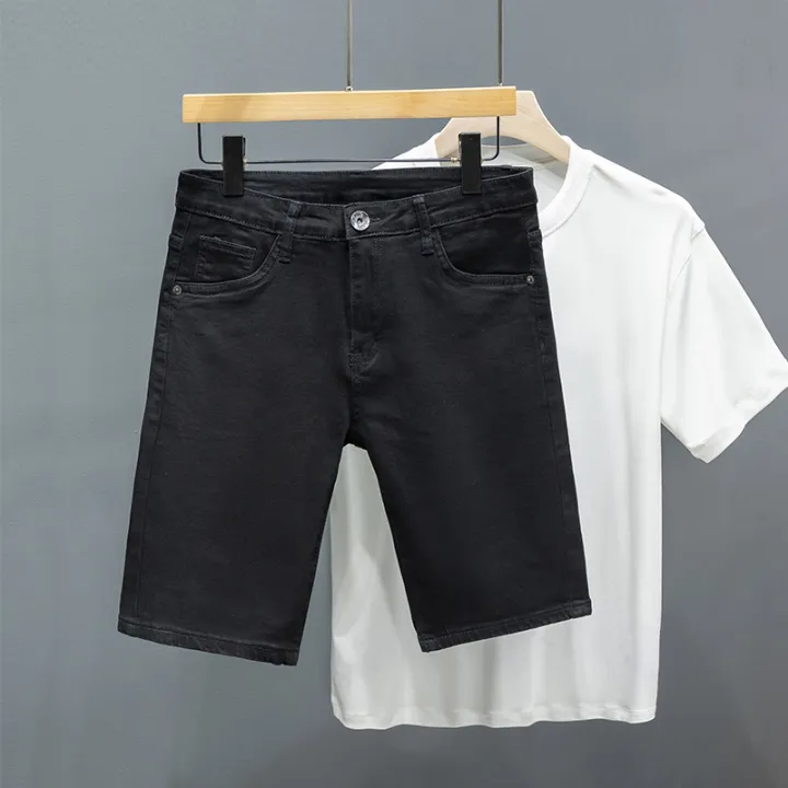 New%20Men's%20Summer%20Straight%20Denim%20Shorts%20Cotton%20Washed%20Breathable%20Fashion%20Short%20Jeans%20Casual%20Korean%20Comfortable%20Male%20Shorts%20-%20Image%203