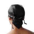 Black Leather Skull Bandana Motorcycle Helmet – Edgy Halloween for Urban Biker Cosplay.