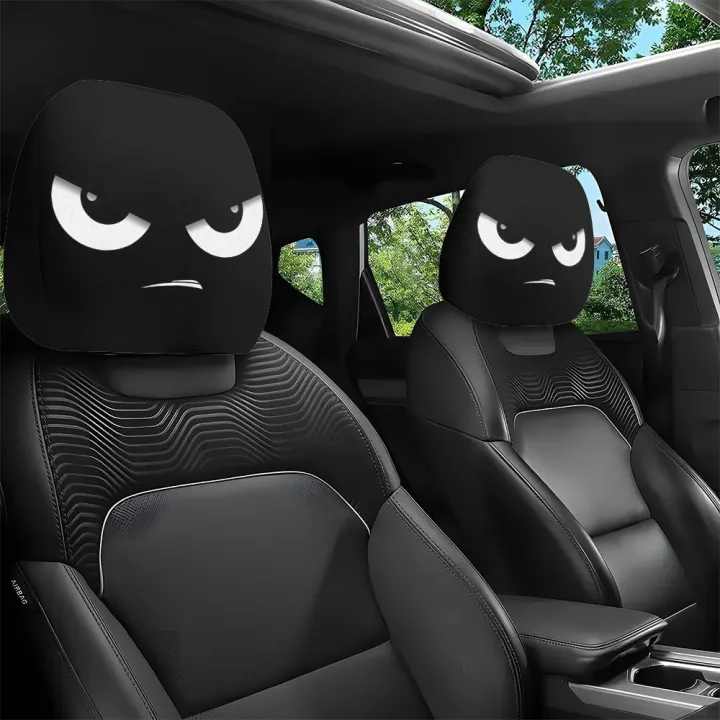 2PCS%20Funny%20Slanted%20Eyes%20Cartoon%20Print%20Car%20Pillowcase%20Cover%20Soft%20Comfortable%20Automobile%20Auto%20Seat%20Headrest%20Washable%20Fabric%20-%20Image%207