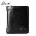 Dante Leather Men's Wallets RFID Anti-theft Brush Degaus Head Layer Cowhide Retro Casual Vertical Money Bag Money Two fold Clips. 