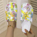 New Women's Slip-On Sandals Fashionable Artistic Chrysanthemum Print Comfortable and Durable Wedge Heel with Wear-Resistant Desi. 