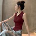Korean Fashion  Sleeveless Polo Tops for Women Slim Fit Y2K Casual Summer Vest Streetwear T-shirt Women Clothing Aesthetic. 