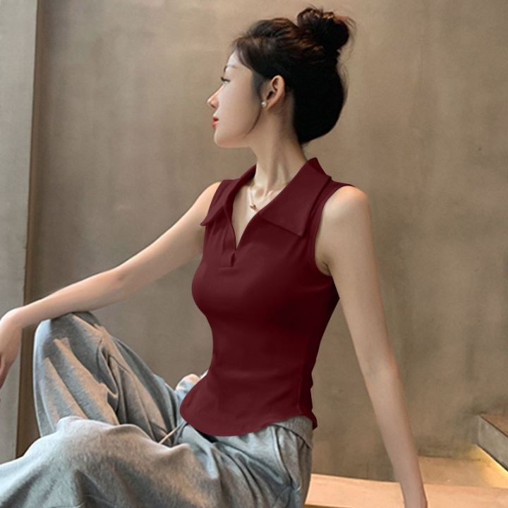 Korean%20Fashion%20%20Sleeveless%20Polo%20Tops%20for%20Women%20Slim%20Fit%20Y2K%20Casual%20Summer%20Vest%20Streetwear%20T-shirt%20Women%20Clothing%20Aesthetic%20-%20Image%203