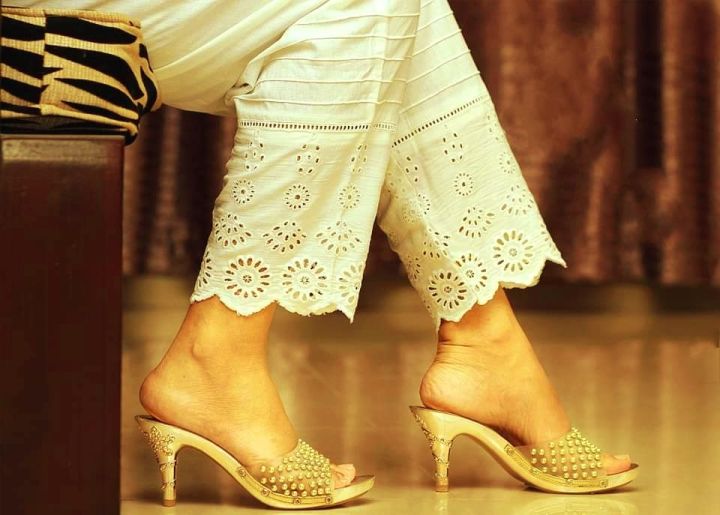 Chikenkari Cotton Pant Salwar off White