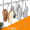 1/3pcs household double hook shoe rack, hanging type, space saving, home hardware accessory for drying shoes on the balcony. 