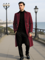 Men's Double-Breasted Wool Overcoat Thickened for Extreme Cold Patchwork Windbreaker Coat Windproof Street Style Tailoring.
