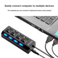 USB HUB USB Switch USB Hub 2.0 Adapter High Speed Multi 7 Ports Hub USB On/Off Switch Portable USB Splitter For Computer Laptop. 