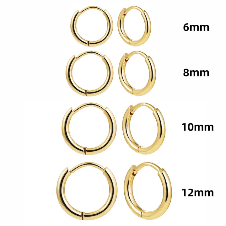 4Pairs%20Stainless%20Steel%20Solid%20Round%20Rings%20Huggies%20Earrings%20Set%20for%20Women%20Men%20Stackable%2018K%20Gold%20Plated%20Tiny%20Ear%20Cartilage%20Hoops%20-%20Image%207