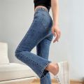Women Fashion Flare Jeans Winter Streetwear Y2K Straight Pants Ankle Length Denim Jeans Girls Party Casual Retro Blue Trousers. 