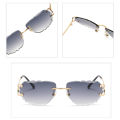 Retro Sunglasses For Men And Women High-End Frameless Fashion UV400 Irregular Cut Lenses Women Sun Glasses. 