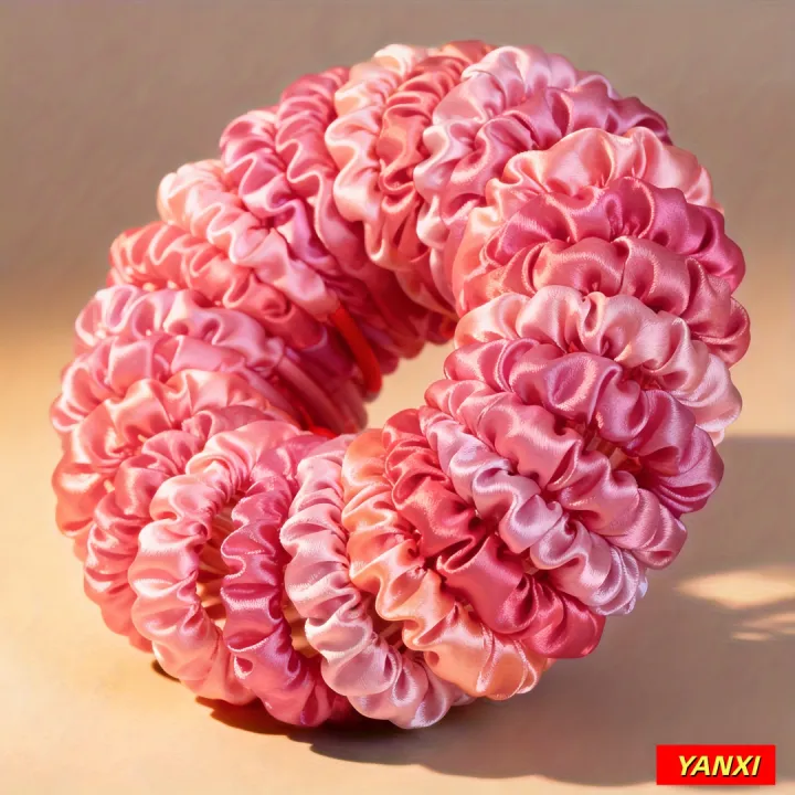 1/6/16/32/50/100pcs%20bulk%20satin%20scrunchies%20women%20bohemian%20elegant%20pink%20small%206.5cm%20headwear%20hair%20ties%20accessories%20casual%20cute%20-%20Image%202