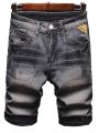 High End Denim Shorts for Men Summer New Business Fashion Thin Stretch Short Casual Pants Male Retro Washed Daily Slim Jeans. 