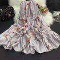 Printed Silk Scarf for Women - Natural Silk Hijab, Lightweight Stole, 72"x32", Multiple Designs. 