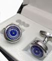 Round blue cufflinks with stone new design studs for mens and boys. 