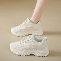 White Sneakers Women 2024 New Leather Chunky Sneakers Women's Sports Shoes Thick Tennis Vulcanized Shoes Basket Platform Shoes.