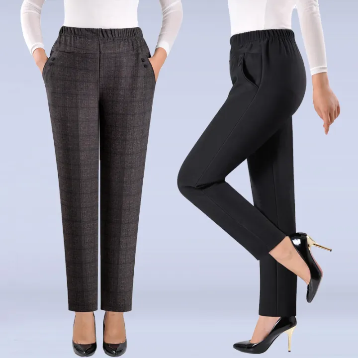 Plus%20size%20%208XL%20Autumn%20Women%20Trousers%20Oversize%20Elastic%20High%20Waist%20Loose%20Casual%20Pants%20Middle-aged%20Female%20Winter%20Warm%20Stretch%20Pants%20-%20Image%203