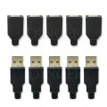 10pcs Type A Male Female USB 4 Pin Plug Socket Connector With Black Plastic Cover Type-A DIY Kits. 