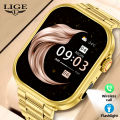 LIGE 2.01-inch Full Touch Screen Smart Watch Golden Watches Men Women Heart Rate Blood Oxygen Monitoring Smart Health Clock 2026. 