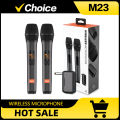 Wireless Microphone M23 UHF 2 Channel Karaoke System With Rechargeable Receiver Cordless Handheld Mic For Church Party Speaker. 