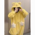 Women's Cartoon Hooded Kigurumi Unicorn Winter Jumpsuit Pajamas Women Coral Fleece Thickened Home Clothing Holiday Gift. 