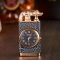 Dual Fire Switch Lighter with Quartz Watch Metal Windproof. 