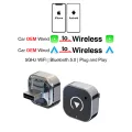 2in1 Wired to Wireless CarPlay Android Auto Adapter for OEM Car Stereo With USB Plug and Play Bluetooth.