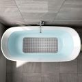 1pc Bathtub Mat with Suction Cups and Drain Holes, 27.6x15In Non-Slip Shower Mat Bathroom Mat Machine Washable, Clear Gray/Blue. 