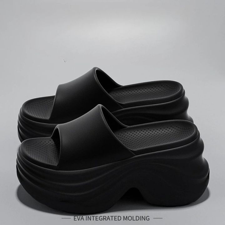 YNPO Solid Color EVA Platform Slippers Women Thick Sole Non Slip Beach Slides Sandals Lady Summer Soft Sole Wedge Heel Slipper