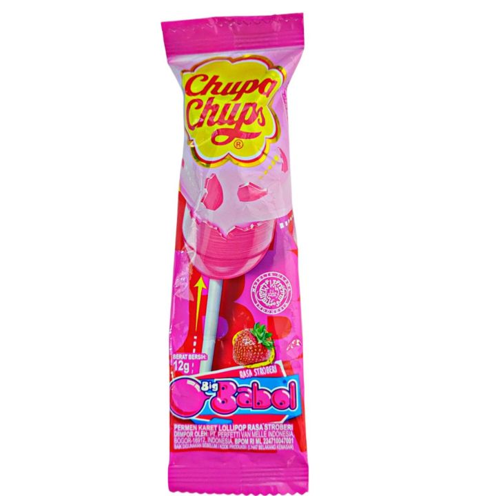 Chupa Chups Big Babol Lollipops 15g , | individually wrapped | Mix Friut | Bubble gum covered with Sweet & Sour flavoured lollipops | Imported