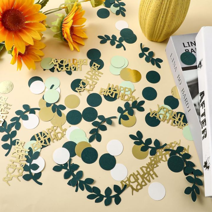 100Pcs Birthday Confetti Sage Green Birthday Decorations Confetti Paper Birthday Table Decorations Baby Shower Table Decorations