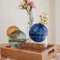 Mini Round Flower Vase Hydroponic Container Micro Landscape Glass Ecological Bottle Borosilicate Glass Bottle With Home Decorate.