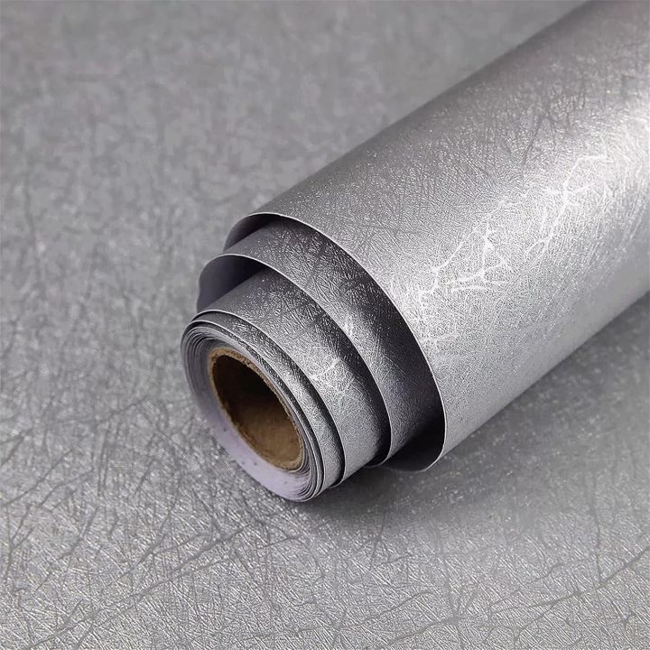 Silver Silk 3D Texture Contact Paper Thick PVC Silver Vinyl Self ...