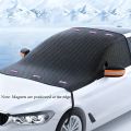Car Anti-Frost Snow Cover with Reflective Strips - Magnetic Polyester Scratch Resistant for SUVs MPVs Winter Safety Accessory.