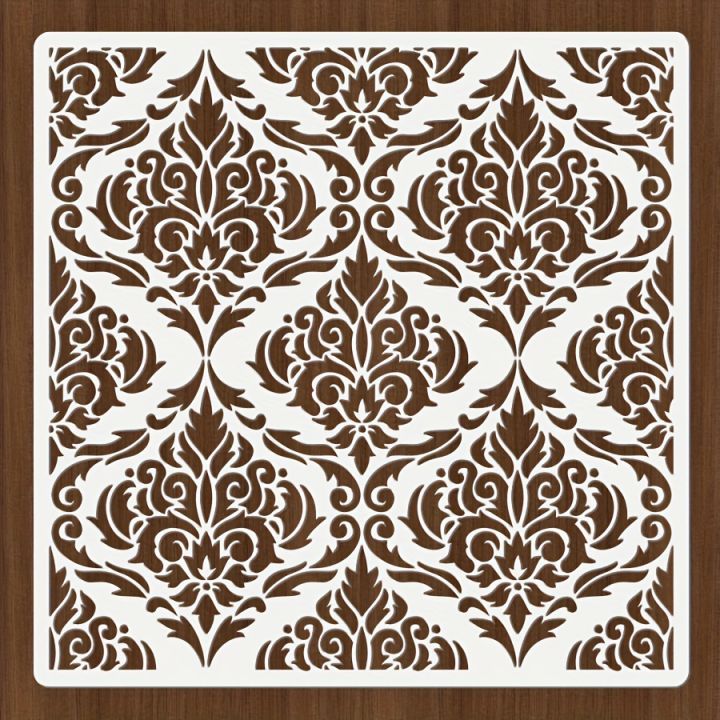 Damask Stencil • Reusable Opaque PET 12x12" Template for Furniture Wall ...