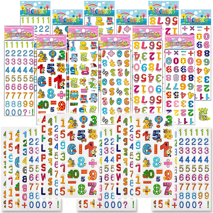 6/12/24pcs Cartoon Bubble Stickers (Number Design) - Self-adhesive ...