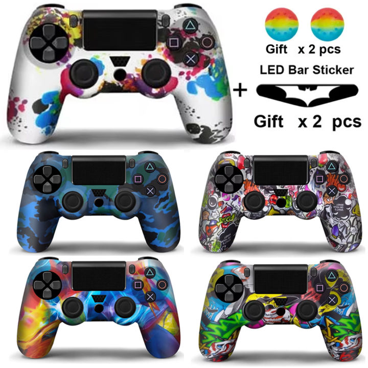 Silicone Case For PS4 Controller Gamepad Cover Shell For Dualshock 4 Joystick with 2 Thumbsticks Grips Caps Accessories