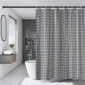 Waterproof Shower Curtain Mildew Resistant Durable Bathroom Divider PEVA Gray Plaid Modern Printing Bathtub Curtain Bathroom Acc. 