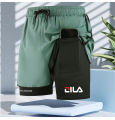 Men’s Double Layer Athletic Shorts Quick Dry Swim Trunks with Inner Liner Drawstring Breathable Sports Beach Running Pants.