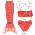 Girl Mermaid Fish Tail Swimsuit Three Piece Set Mermaid Themed Swimsuit Party Outfit, Suitable for Beach and Pool Parties. 