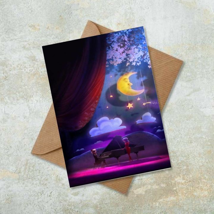 ‎Pack of 2pcs Moon Night Greeting Card ‎🌙 Cat Noir & Ladybug Duet ...