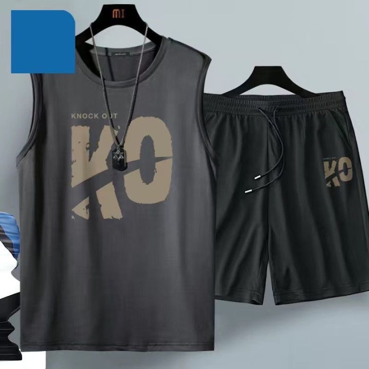 2024%20Summer%20Men%20Clothing%20Harajuku%20Breathable%20Fashion%20Sportswear%20Basketball%20Suit%20Casual%20Short-Sleeved%20T-Shirt%20+%20Shorts%202-Piece%20-%20Image%203