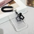 durable transparent PVC student ID and access card holder, includes sliding cover, keychain, and meal card holder for easy card.